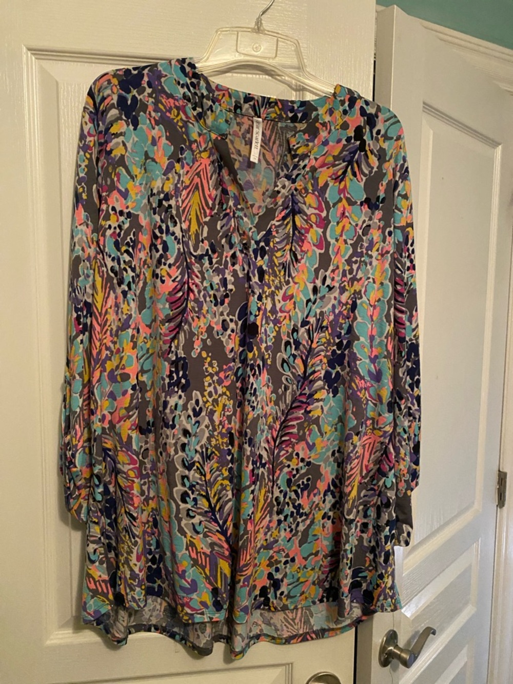 V-Neck Multicolor Printed Tunic Top